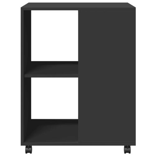 Sidebord med hjul 55x60x78 cm konstrueret træ sort