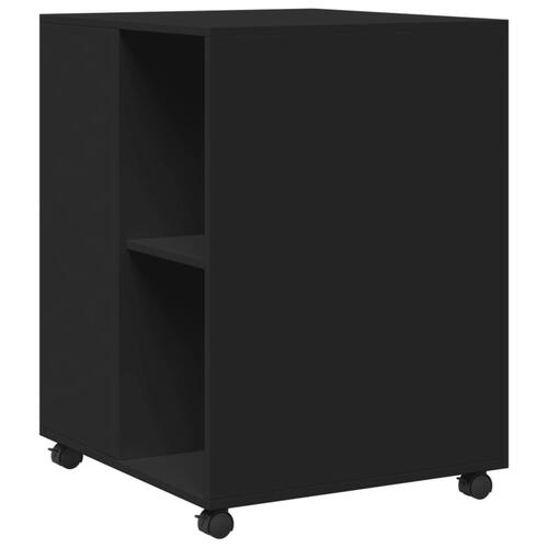 Sidebord med hjul 55x60x78 cm konstrueret træ sort