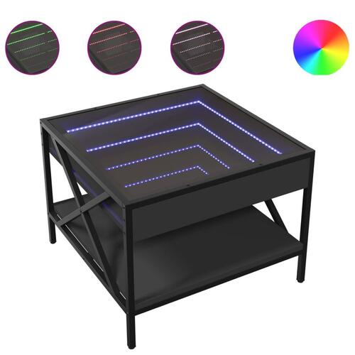 Sofabord med Infinity LED-lys 50x50x38 cm sort