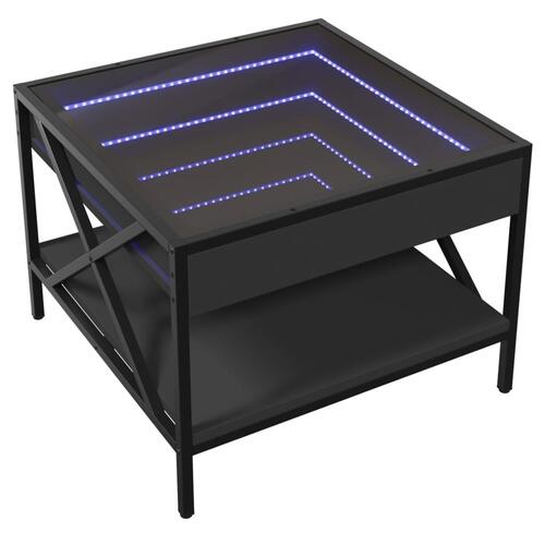 Sofabord med Infinity LED-lys 50x50x38 cm sort