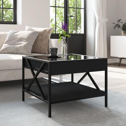 Sofabord med Infinity LED-lys 50x50x38 cm sort