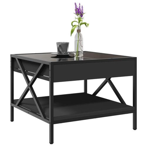 Sofabord med Infinity LED-lys 50x50x38 cm sort