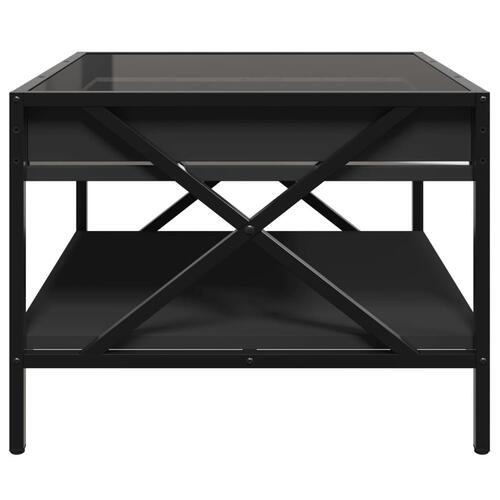 Sofabord med Infinity LED-lys 50x50x38 cm sort