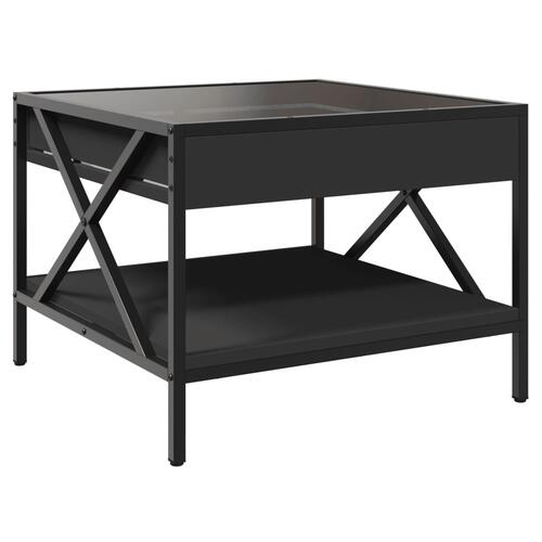 Sofabord med Infinity LED-lys 50x50x38 cm sort