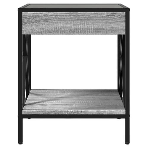 Sofabord med Infinity LED-lys 40x40x49 cm grå sonoma-eg