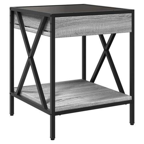 Sofabord med Infinity LED-lys 40x40x49 cm grå sonoma-eg