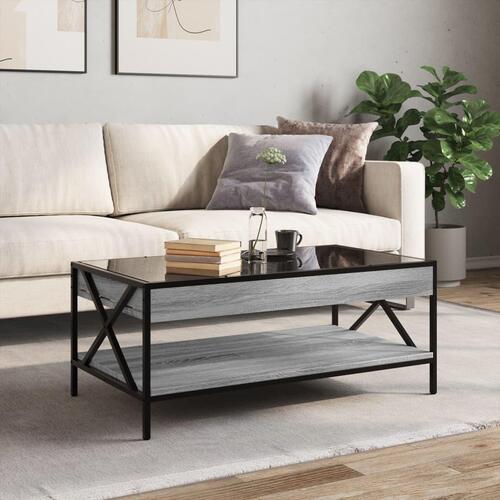 Sofabord med Infinity LED-lys 90x50x38 cm grå sonoma-eg