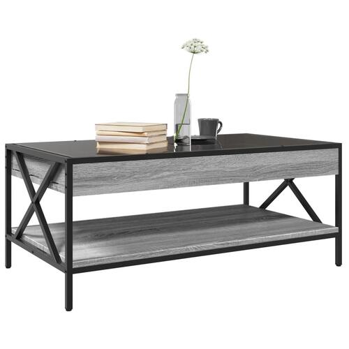 Sofabord med Infinity LED-lys 90x50x38 cm grå sonoma-eg