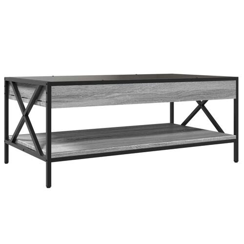Sofabord med Infinity LED-lys 90x50x38 cm grå sonoma-eg