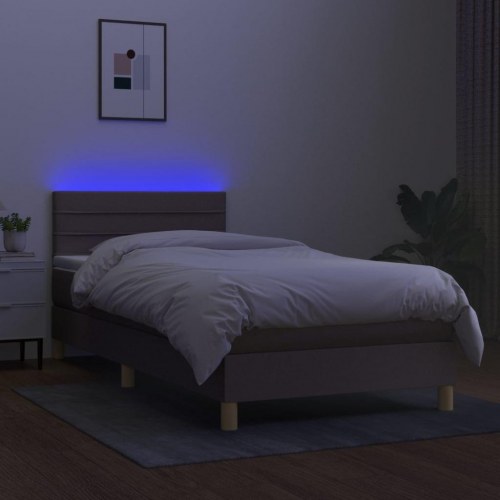 Kontinentalseng med LED-lys 90×190 cm - stof, gråbrun