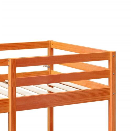 Højseng m. skrivebord og stole 90x200 cm massivt fyr gyldenbrun