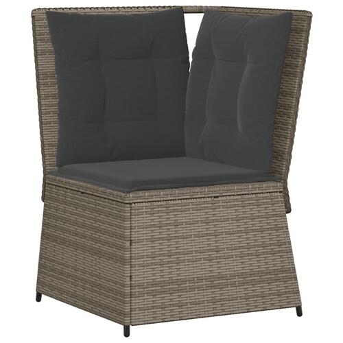 Loungesæt til haven 7 dele med hynder polyrattan grå