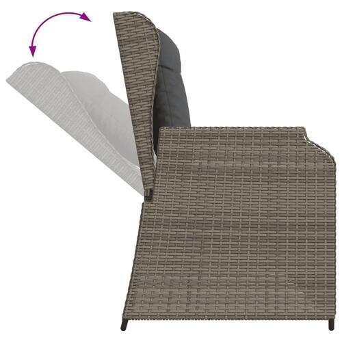 Loungesæt til haven 7 dele med hynder polyrattan grå