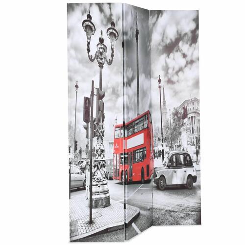 Foldbar rumdeler 120 x 170 cm London bus sort og hvid