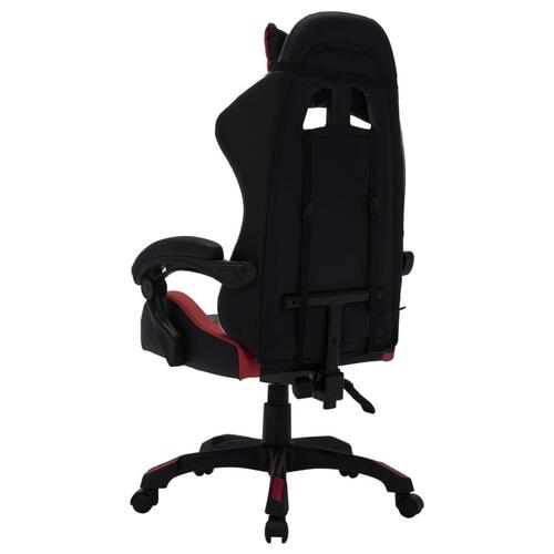 Gamingstol m. LED-lys RGB-farver kunstlæder vinrød og sort