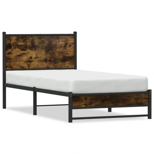 Sengeramme 75 x 190 cm i metal - røget egetræsfarve