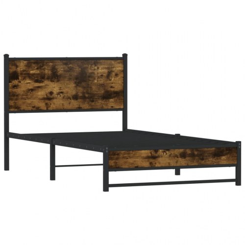 Sengeramme i metal 107 x 203 cm - røget egetræ