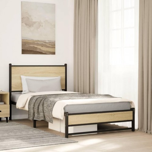 Sengeramme uden madras 100 x 190 cm i metal - sonoma-eg