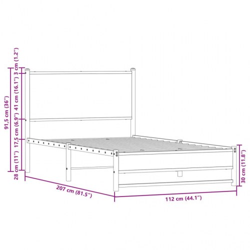 Sengeramme uden madras 107 x 203 cm i metal - sonoma-eg
