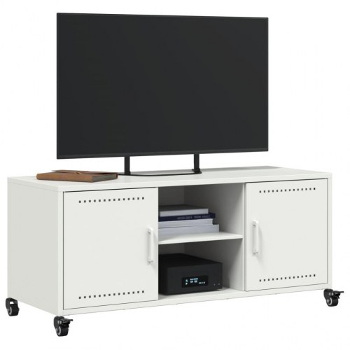 Tv-bord 100,5x39x43,5 cm stål hvid