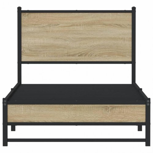 Sengeramme 90 x 200 cm i metal og sonoma-eg