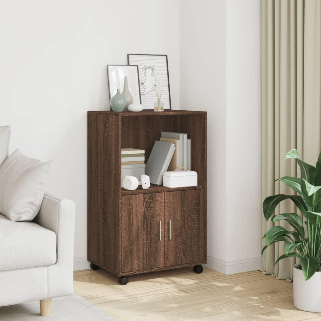 Rullebord 55x40x91 Cm Konstrueret Træ Brun Egetræsfarve