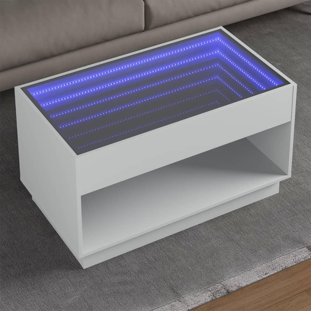 Sofabord Med Infinity Led-Lys 70X50X50 Cm - Hvid / 90 cm