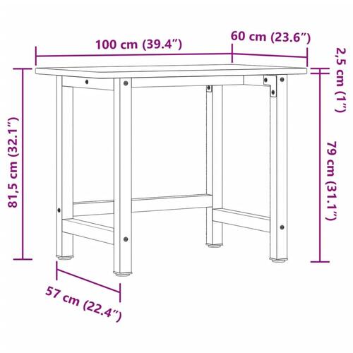 Arbejdsbænk 100x60x81,5 cm massivt bøgetræ rektangulær