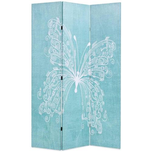 Foldbar rumdeler 120 x 170 cm sommerfugl blå