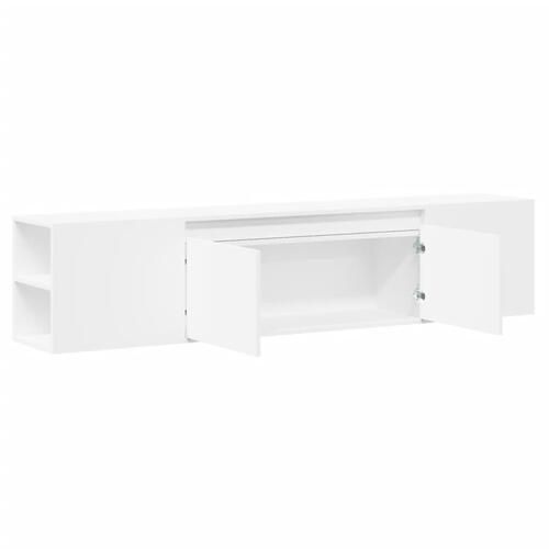 Væghængt tv-bord med LED-lys 180x31x39,5 cm hvid