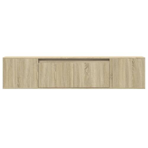 Væghængt tv-bord med LED-lys 180x31x39,5 cm sonoma-eg