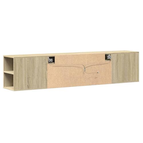 Væghængt tv-bord med LED-lys 180x31x39,5 cm sonoma-eg