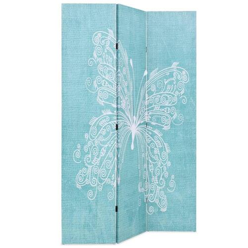 Foldbar rumdeler 120 x 170 cm sommerfugl blå