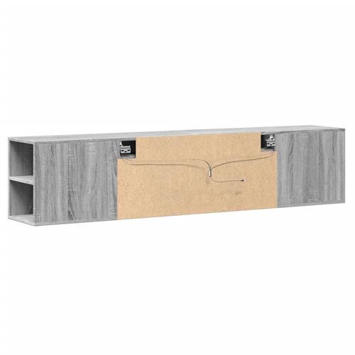 Væghængt tv-bord med LED-lys 180x31x39,5 cm grå sonoma-eg