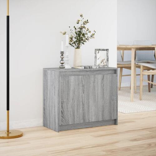 Skab med LED-lys 72x34x61 cm konstrueret træ grå sonoma-eg