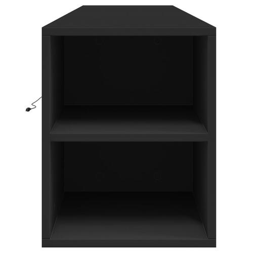 Væghængt tv-bord med LED-lys 180x31x39,5 cm sort