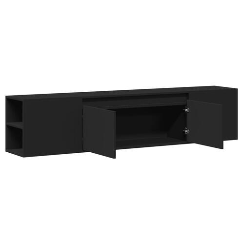 Væghængt tv-bord med LED-lys 180x31x39,5 cm sort