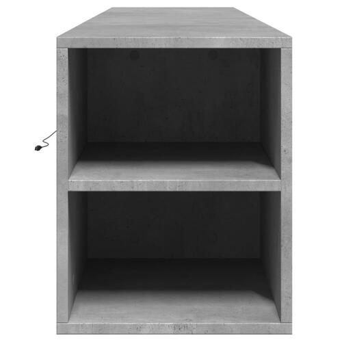 Væghængt tv-bord med LED-lys 180x31x39,5 cm betongrå