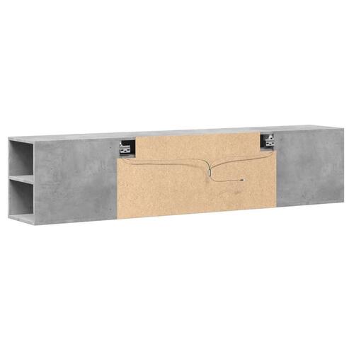 Væghængt tv-bord med LED-lys 180x31x39,5 cm betongrå