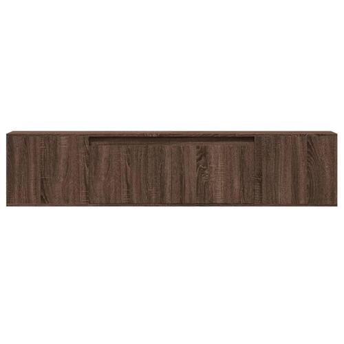 Væghængt tv-bord med LED-lys 180x31x39,5 cm brun egetræsfarve