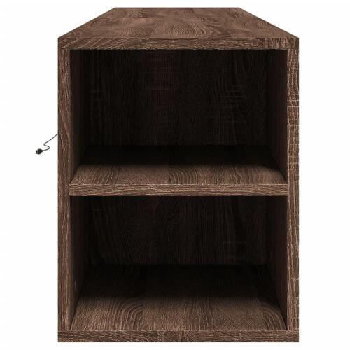 Væghængt tv-bord med LED-lys 180x31x39,5 cm brun egetræsfarve