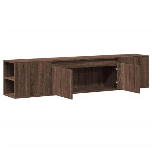 Væghængt tv-bord med LED-lys 180x31x39,5 cm brun egetræsfarve