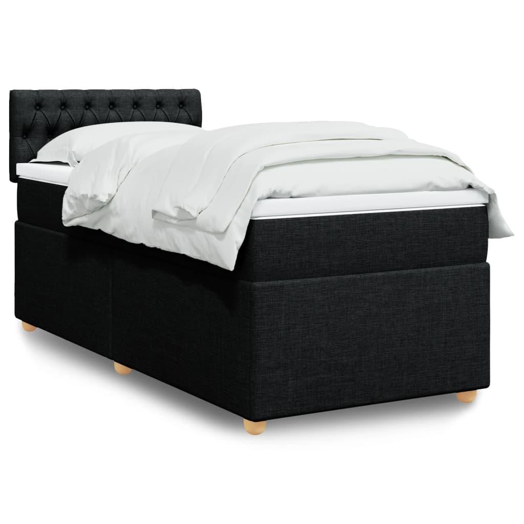 Kontinentalseng Med Madras Stof Sort - Med pynteknapper / 90 x 200 cm