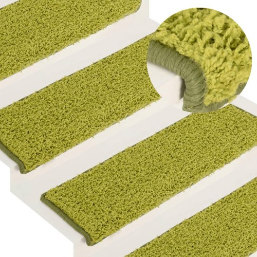 Trappemåtter 15 stk. - 65×21×4 cm - grønne, rektangulær kant