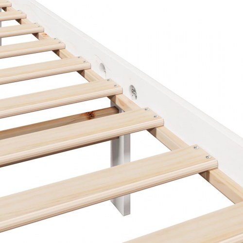 Sengeramme uden madras 75×190 cm - massivt fyrretræ, hvid med hylder