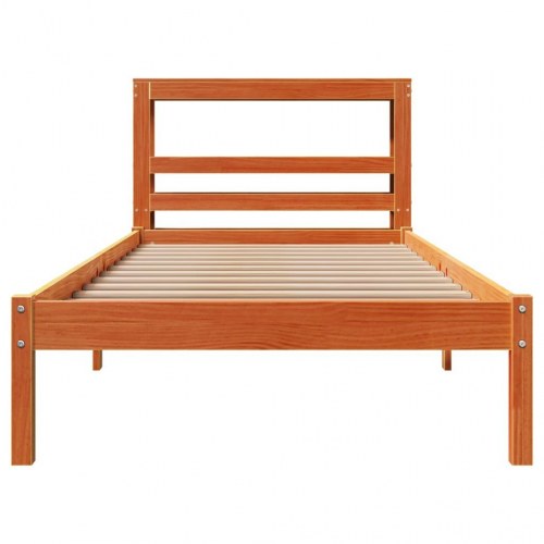 Sengeramme med sengegavl 75 x 190 cm massivt fyrretræ - gyldenbrun