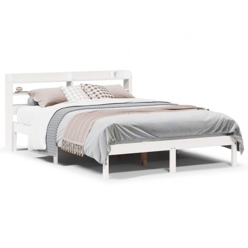 Sengeramme uden madras 120x190 cm massivt fyrretræ hvid