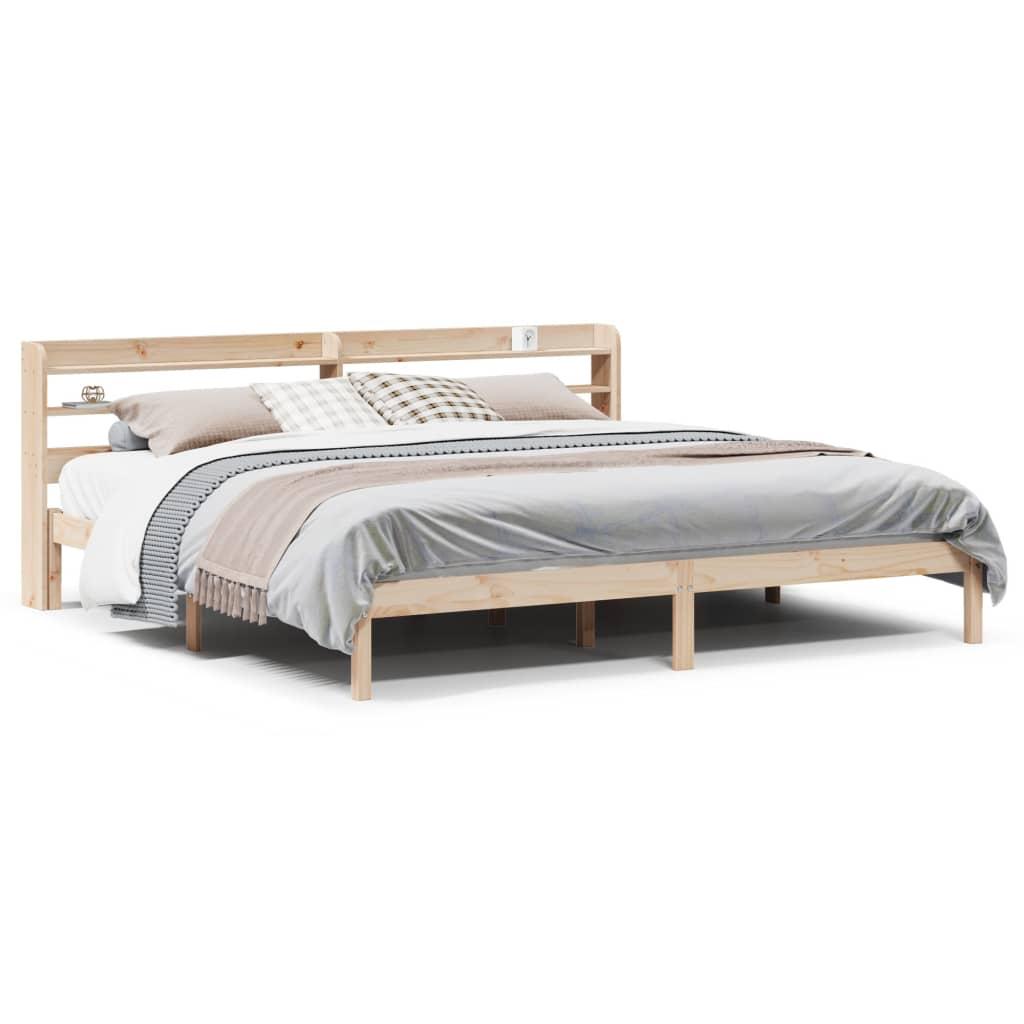 Sengeramme Uden Madras Massivt Fyrretræ - Naturfarvet / 180 x 200 cm