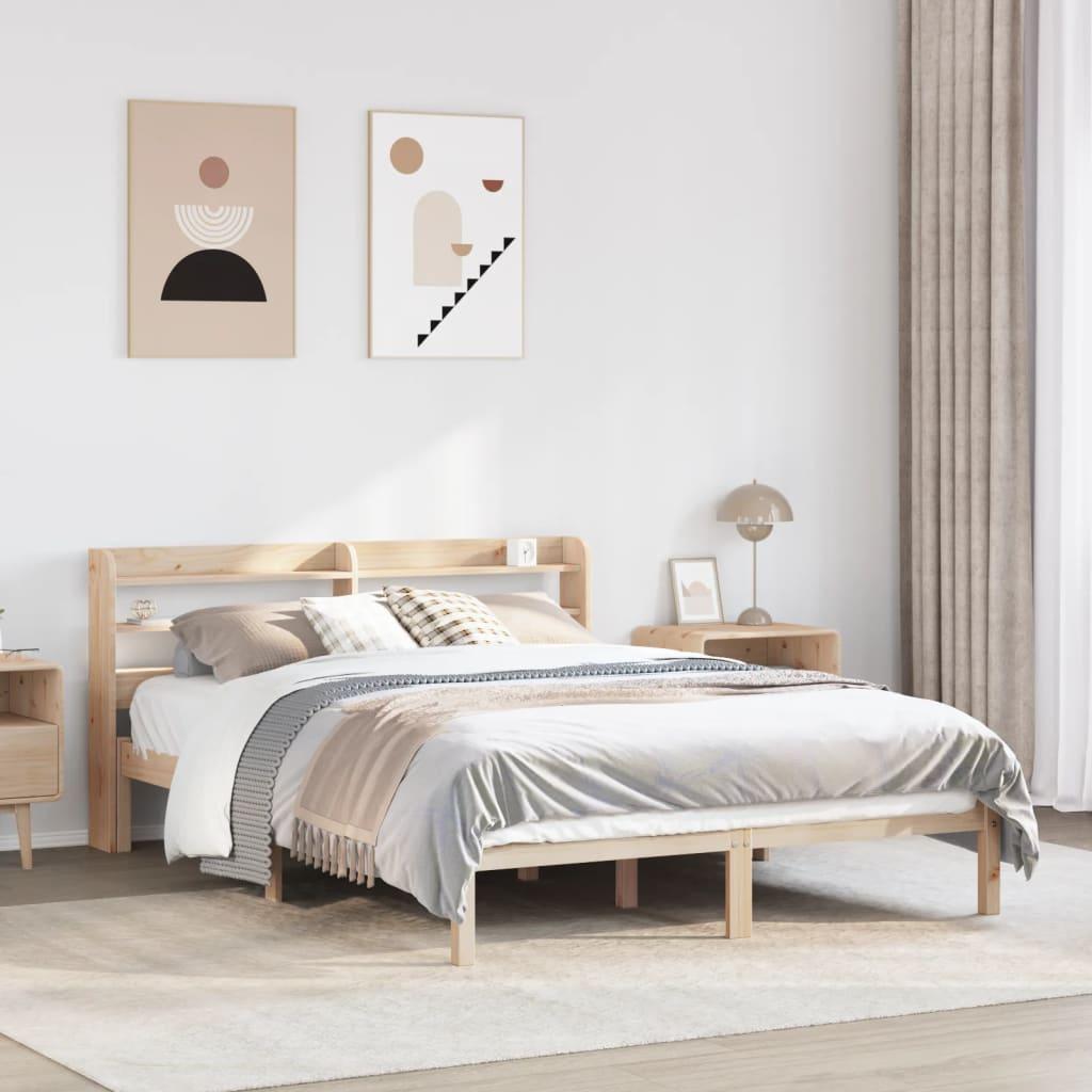 Sengeramme Uden Madras Massivt Fyrretræ - Naturfarvet / 160 x 200 cm