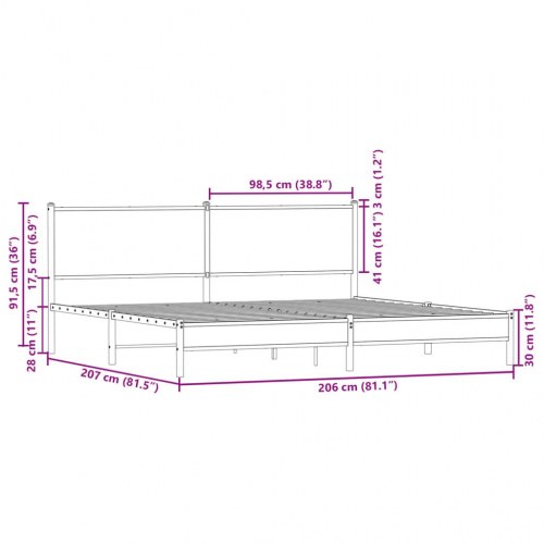 Sengeramme 200 x 200 cm i metal - sonoma-eg